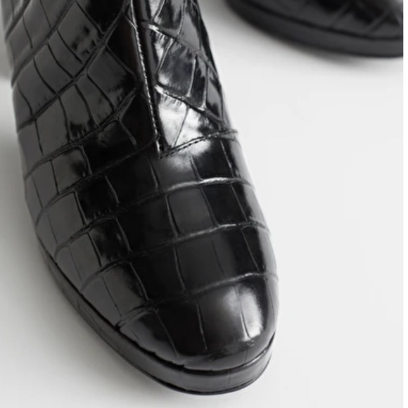 & Other Stories Croc Leather Platform Boots - Picture 3 of 12